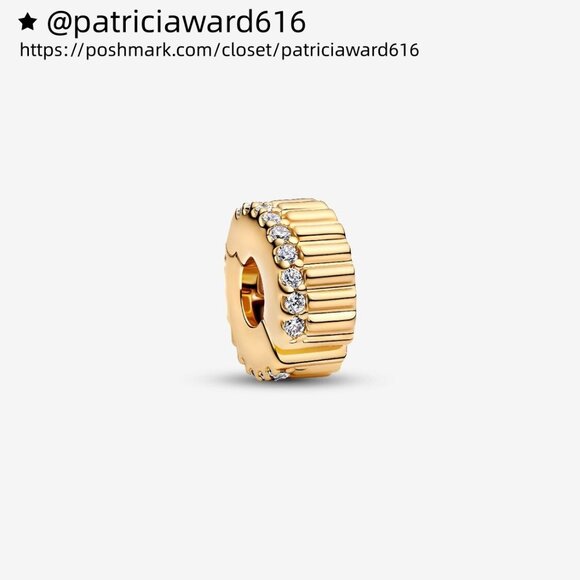 Pandora Ribbed Clip Charm - Picture 1 of 6